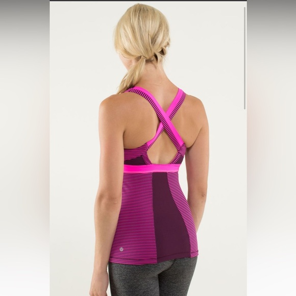 Lululemon Stuff Your Bra Tank Top II in Hyper Stripe Raspberry Glo Light Size 8 - Picture 2 of 10